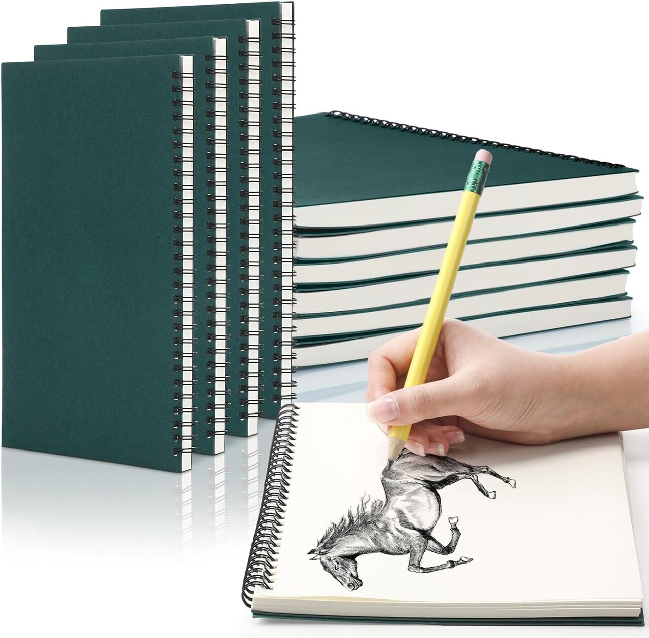 6 Pack Sketch Book 7.5" x 10" Spiral Bound Sketch Pad, 60 Sheets(68lb/100gsm), Blank Drawing Pads Bulk Sketchbook for Drawing Artist Adult Beginners Art Supplies